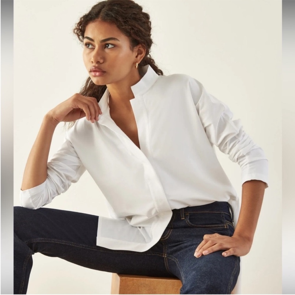 Aday Something Borrowed White Button Down Long Sl… - image 2